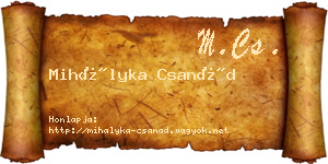 Mihályka Csanád névjegykártya